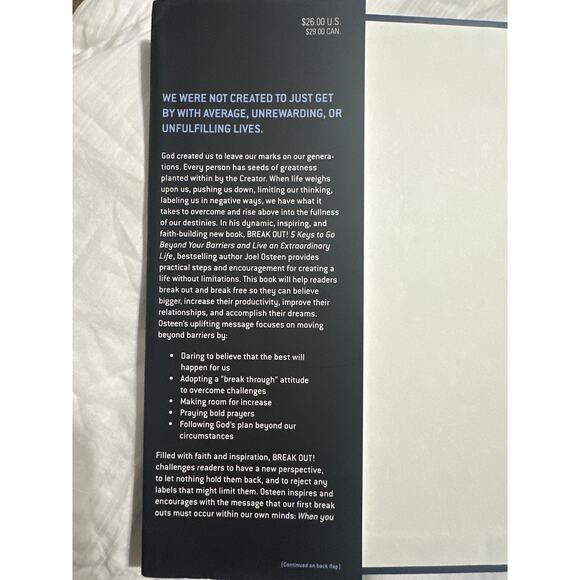 Break Out-Joel Osteen 5 keys to go beyond your barriers 244 page Hard back book - Picture 4 of 7